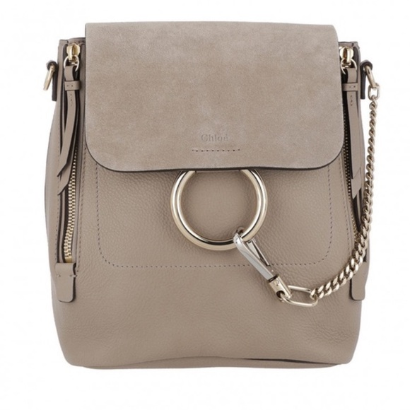Chloe Handbags - Chloe Beige Leather Backpack with Gold Accents